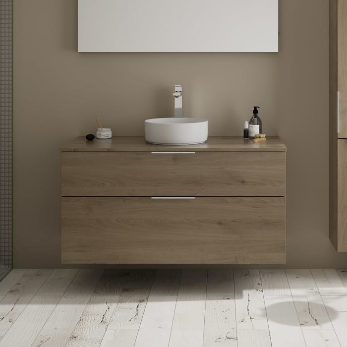 burgbad Eqio Waschtischkombination mit Keramik-Aufsatzwaschtisch 120 cm, mit Griff G0146