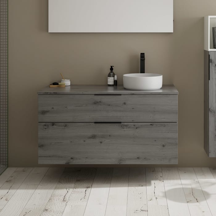 burgbad Eqio Waschtischkombination mit Keramik-Aufsatzwaschtisch 120 cm, rechts, mit Griff G0200