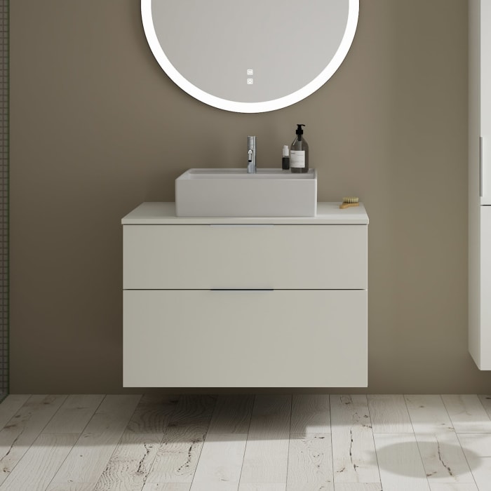 burgbad Eqio Waschtischkombination mit Keramik-Aufsatzwaschtisch 90 cm, mit Griff G0146