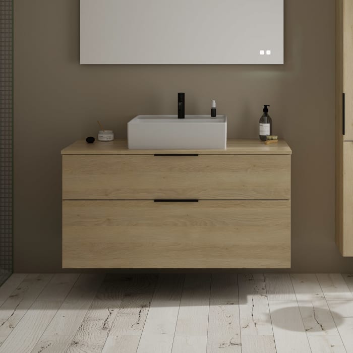 burgbad Eqio Waschtischkombination mit Keramik-Aufsatzwaschtisch 120 cm, mit Griff G0200