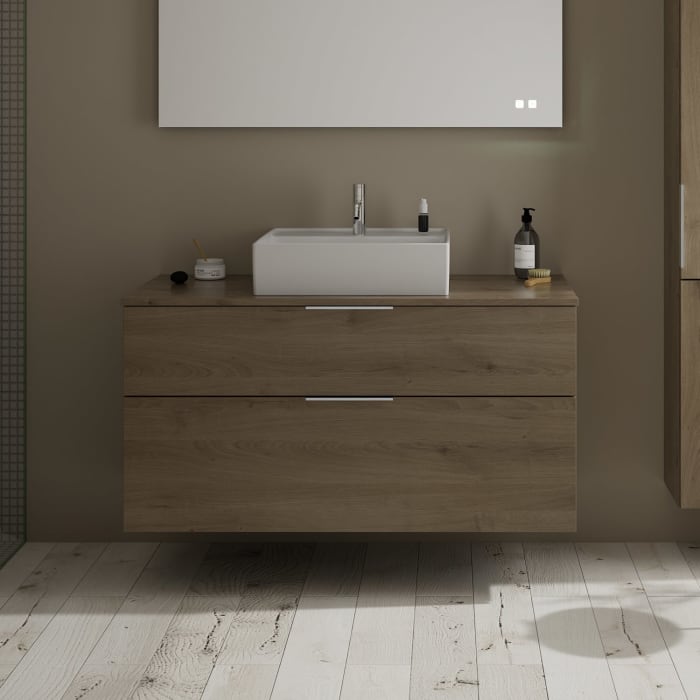 burgbad Eqio Waschtischkombination mit Keramik-Aufsatzwaschtisch 120 cm, mit Griff G0146