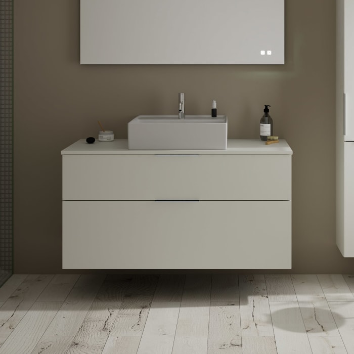 burgbad Eqio Waschtischkombination mit Keramik-Aufsatzwaschtisch 120 cm, mit Griff G0146