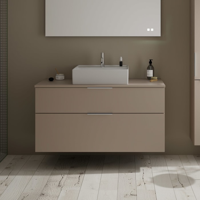 burgbad Eqio Waschtischkombination mit Keramik-Aufsatzwaschtisch 120 cm, mit Griff G0146