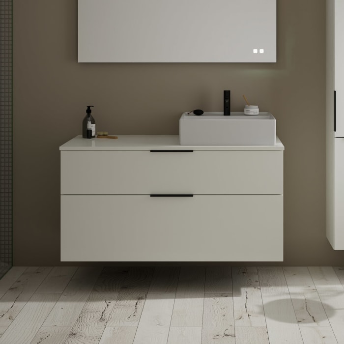 burgbad Eqio Waschtischkombination mit Keramik-Aufsatzwaschtisch 120 cm, rechts, mit Griff G0200