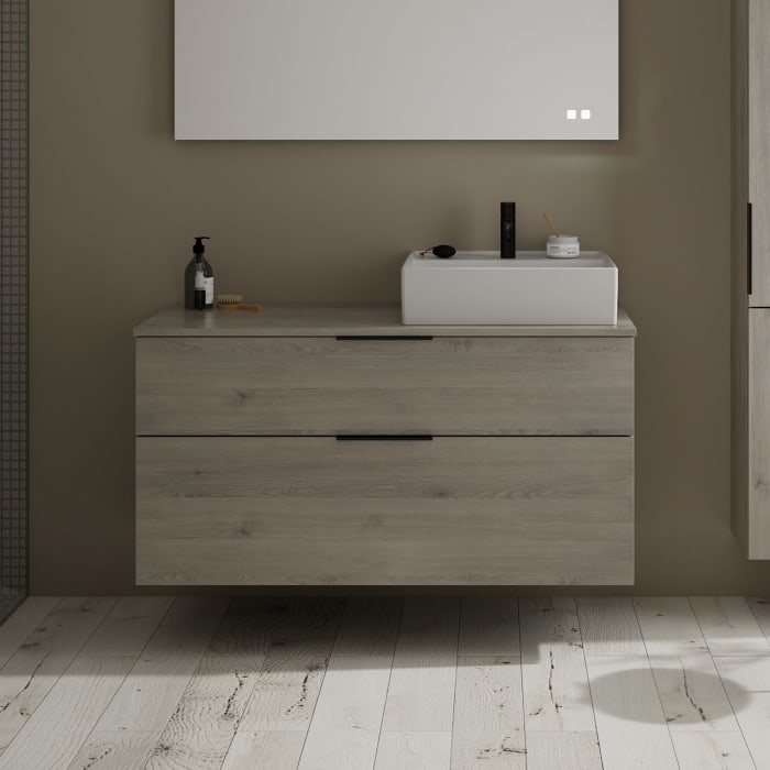 burgbad Eqio Waschtischkombination mit Keramik-Aufsatzwaschtisch 120 cm, rechts, mit Griff G0200