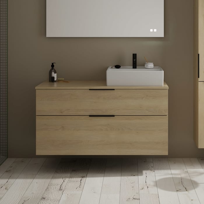 burgbad Eqio Waschtischkombination mit Keramik-Aufsatzwaschtisch 120 cm, rechts, mit Griff G0200