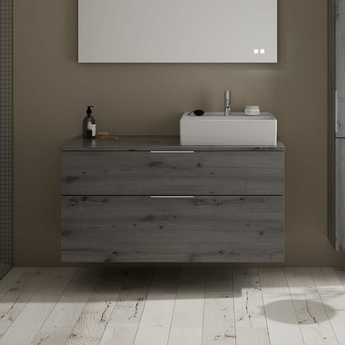 burgbad Eqio Waschtischkombination mit Keramik-Aufsatzwaschtisch 120 cm, rechts, mit Griff G146