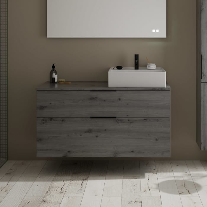 burgbad Eqio Waschtischkombination mit Keramik-Aufsatzwaschtisch 120 cm, rechts, mit Griff G0200