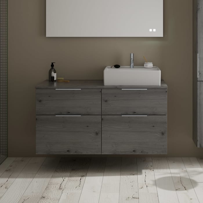 burgbad Eqio Waschtischkombination mit Keramik-Aufsatzwaschtisch 120 cm, rechts, mit Griff G0146