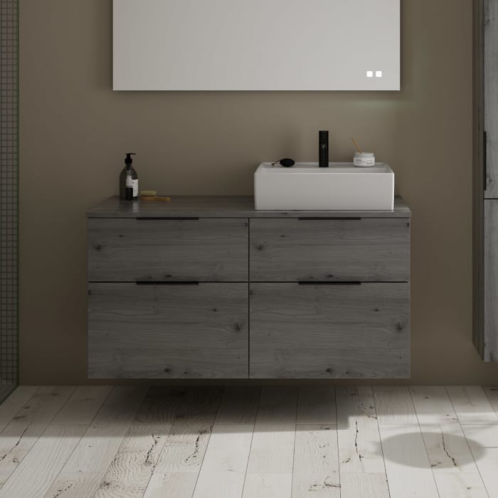 burgbad Eqio Waschtischkombination mit Keramik-Aufsatzwaschtisch 120 cm, rechts, mit Griff G0200