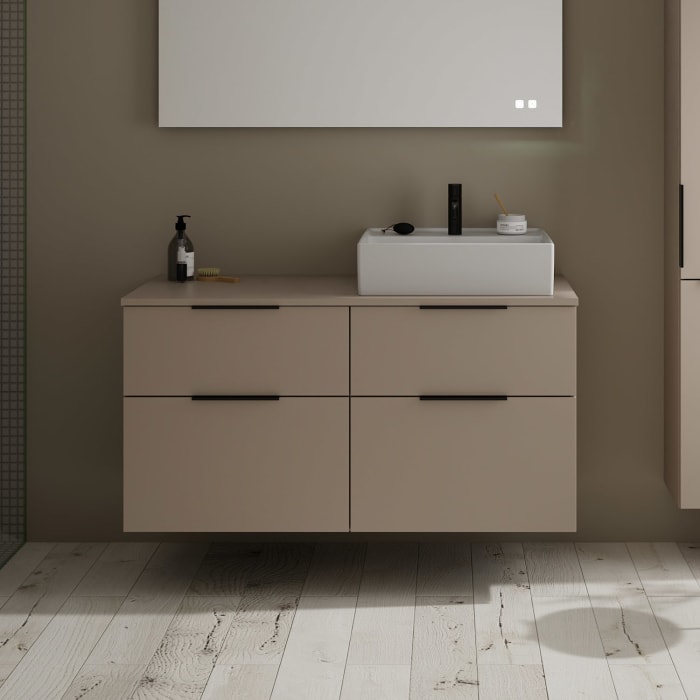 burgbad Eqio Waschtischkombination mit Keramik-Aufsatzwaschtisch 120 cm, rechts, mit Griff G0200