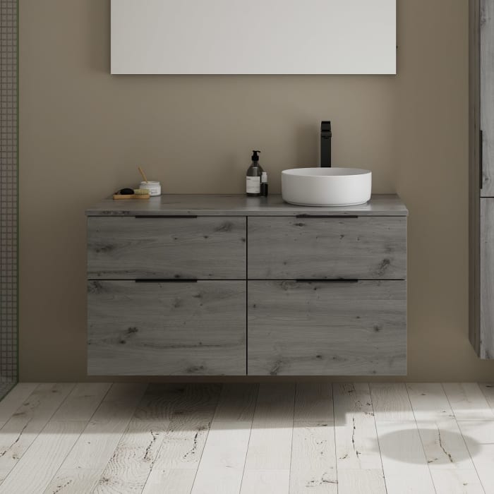 burgbad Eqio Waschtischkombination mit Keramik-Aufsatzwaschtisch 120 cm, rechts, mit Griff G0200