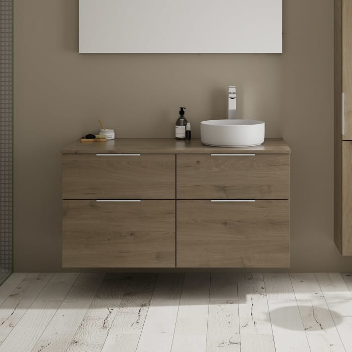 burgbad Eqio Waschtischkombination mit Keramik-Aufsatzwaschtisch 120 cm, rechts, mit Griff G0146