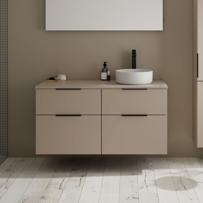 burgbad Eqio Waschtischkombination mit Keramik-Aufsatzwaschtisch 120 cm, rechts, mit Griff G0200