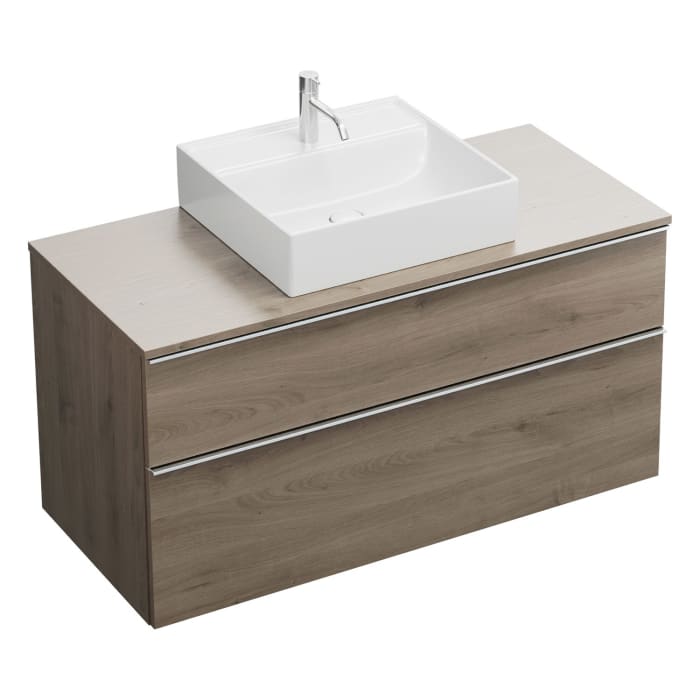 burgbad Eqio Waschtischkombination mit Keramik-Aufsatzwaschtisch 120 cm, mit Griffleiste G0251