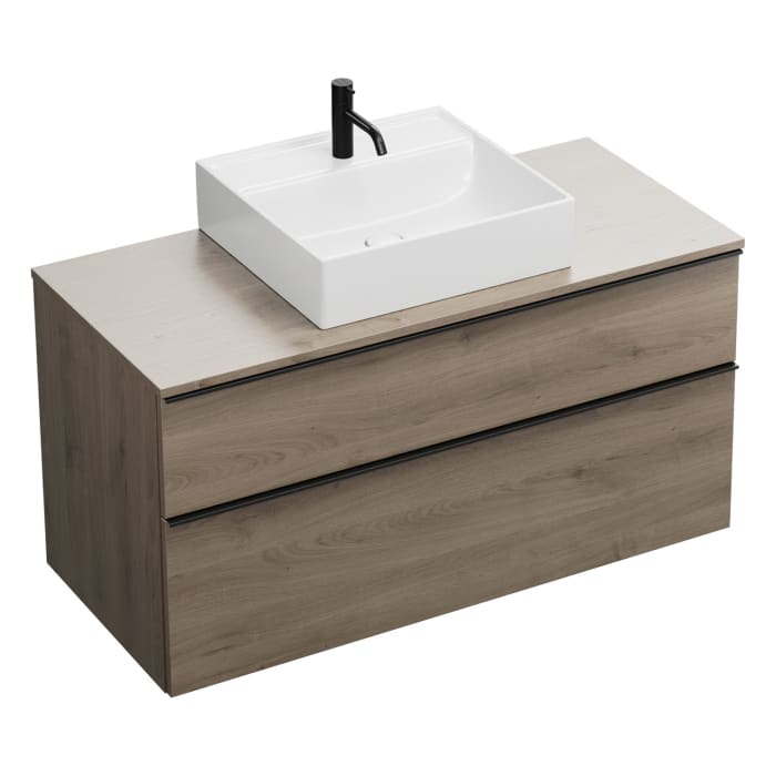 burgbad Eqio Waschtischkombination mit Keramik-Aufsatzwaschtisch 120 cm, mit Griffleiste G0252