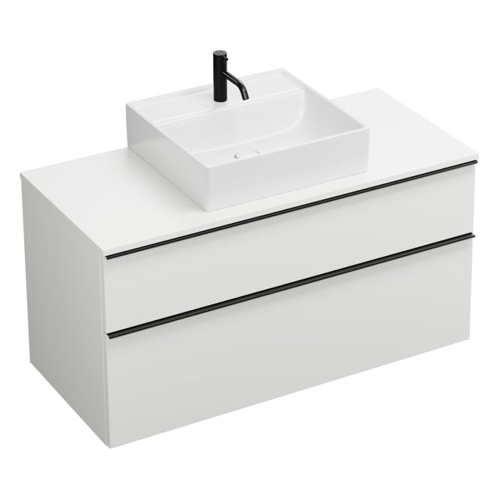 burgbad Eqio Waschtischkombination mit Keramik-Aufsatzwaschtisch 120 cm, mit Griffleiste G0252