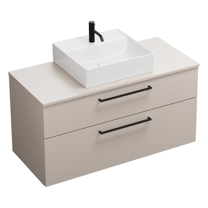 burgbad Eqio Waschtischkombination mit Keramik-Aufsatzwaschtisch 120 cm, mit Stangengriff G0234