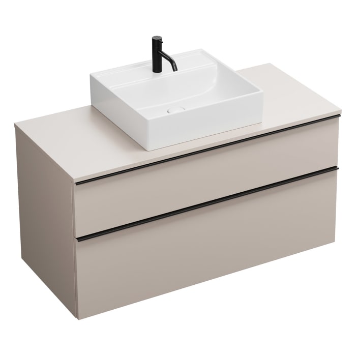 burgbad Eqio Waschtischkombination mit Keramik-Aufsatzwaschtisch 120 cm, mit Griffleiste G0252