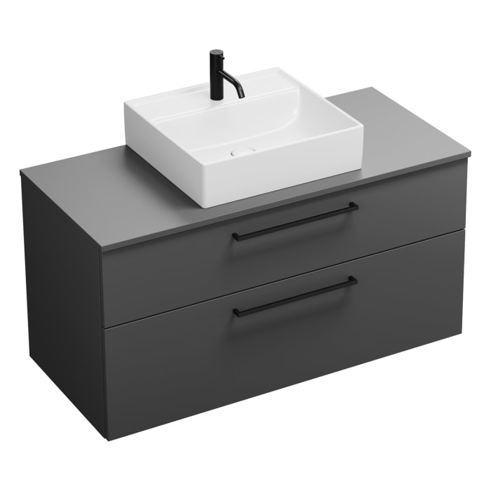 burgbad Eqio Waschtischkombination mit Keramik-Aufsatzwaschtisch 120 cm, mit Stangengriff G0234