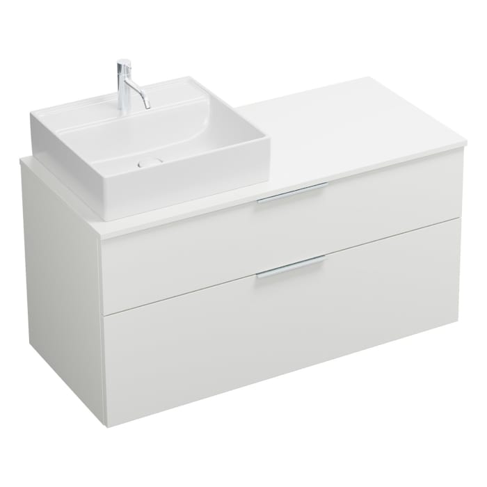 burgbad Eqio Waschtischkombination mit Keramik-Aufsatzwaschtisch 120 cm, links, mit Griff G0146