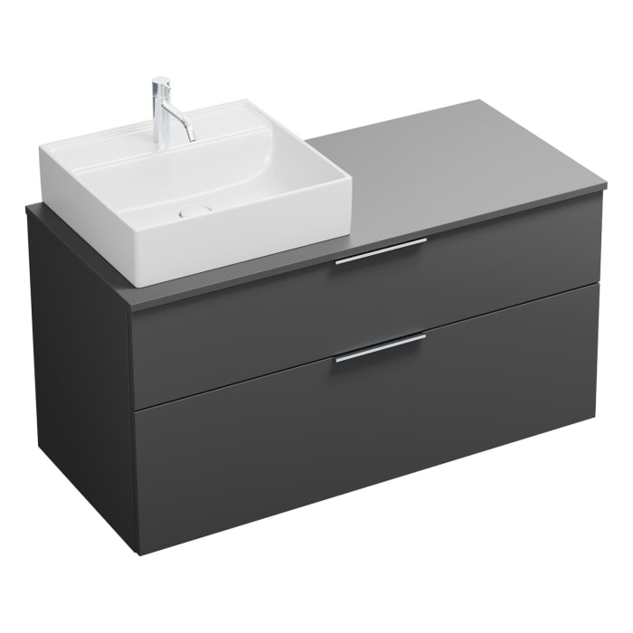 burgbad Eqio Waschtischkombination mit Keramik-Aufsatzwaschtisch 120 cm, links, mit Griff G0146