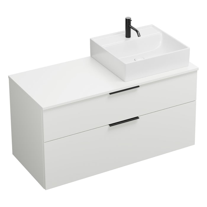 burgbad Eqio Waschtischkombination mit Keramik-Aufsatzwaschtisch 120 cm, rechts, mit Griff G0200