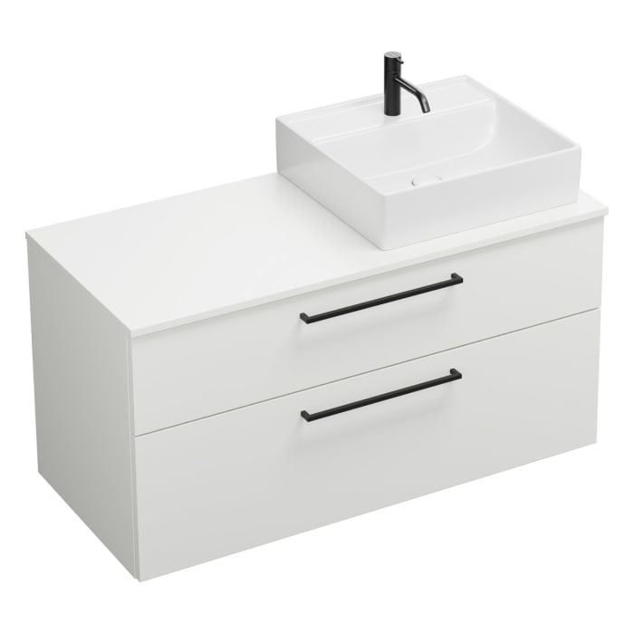 burgbad Eqio Waschtischkombination mit Keramik-Aufsatzwaschtisch 120 cm, rechts, mit Stangengriff G0234