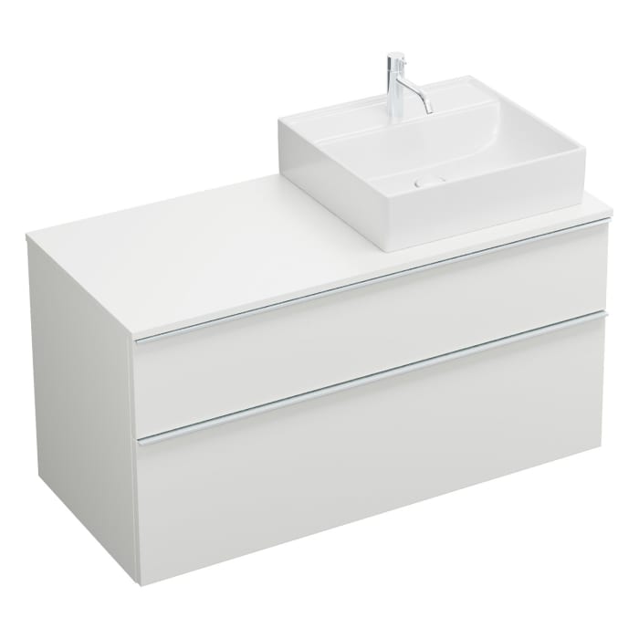 burgbad Eqio Waschtischkombination mit Keramik-Aufsatzwaschtisch 120 cm, rechts, mit Griffleiste G0251