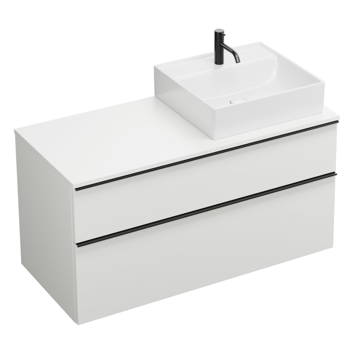 burgbad Eqio Waschtischkombination mit Keramik-Aufsatzwaschtisch 120 cm, rechts, mit Griffleiste G0252