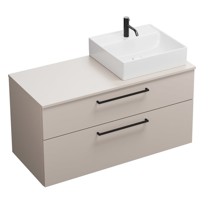 burgbad Eqio Waschtischkombination mit Keramik-Aufsatzwaschtisch 120 cm, rechts, mit Stangengriff G0234