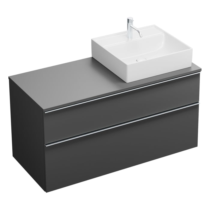 burgbad Eqio Waschtischkombination mit Keramik-Aufsatzwaschtisch 120 cm, rechts, mit Griffleiste G0251