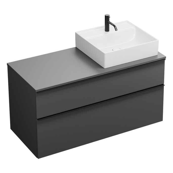 burgbad Eqio Waschtischkombination mit Keramik-Aufsatzwaschtisch 120 cm, rechts, mit Griffleiste G0252