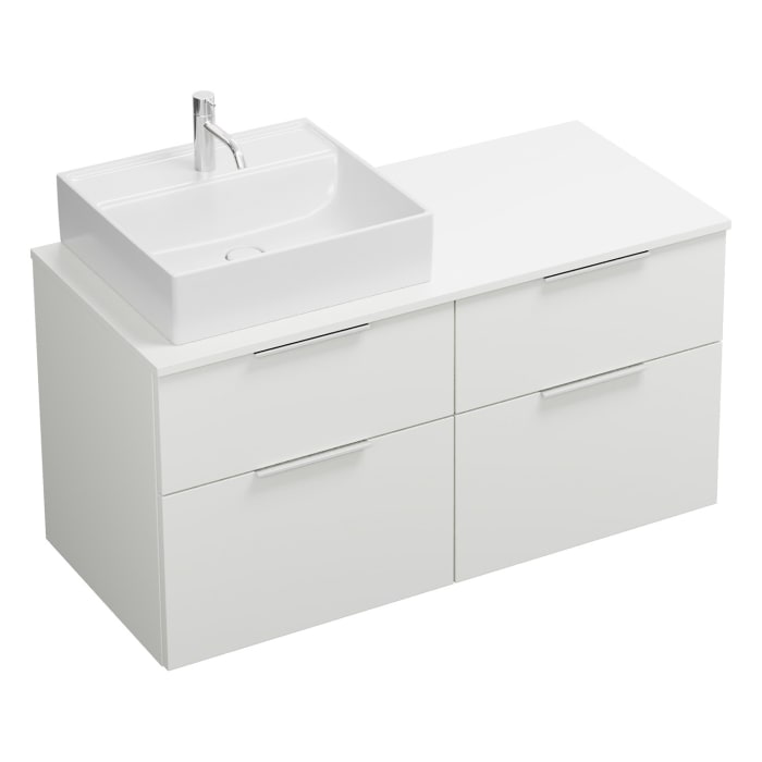 burgbad Eqio Waschtischkombination mit Keramik-Aufsatzwaschtisch 120 cm, links, mit Griff G0146