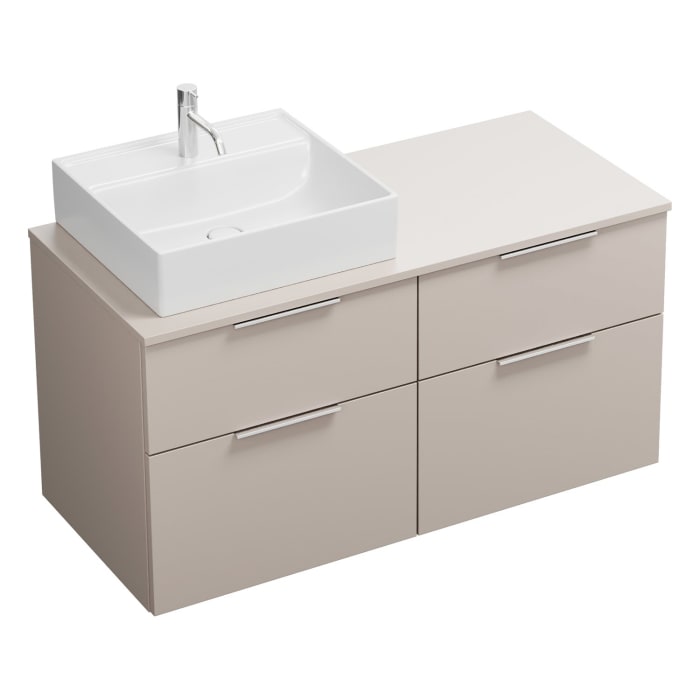 burgbad Eqio Waschtischkombination mit Keramik-Aufsatzwaschtisch 120 cm, links, mit Griff G0146