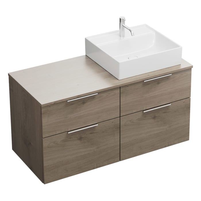 burgbad Eqio Waschtischkombination mit Keramik-Aufsatzwaschtisch 120 cm, rechts, mit Griff G0146