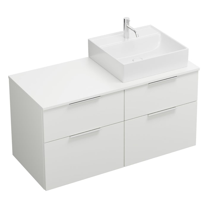 burgbad Eqio Waschtischkombination mit Keramik-Aufsatzwaschtisch 120 cm, rechts, mit Griff G0146