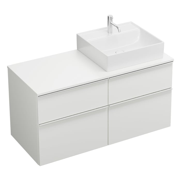 burgbad Eqio Waschtischkombination mit Keramik-Aufsatzwaschtisch 120 cm, rechts, mit Griffleiste G0251