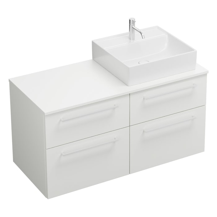 burgbad Eqio Waschtischkombination mit Keramik-Aufsatzwaschtisch 120 cm, rechts, mit Stangengriff P95