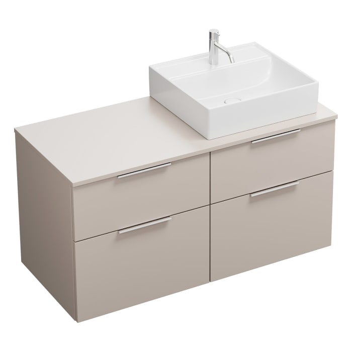 burgbad Eqio Waschtischkombination mit Keramik-Aufsatzwaschtisch 120 cm, rechts, mit Griff G0146