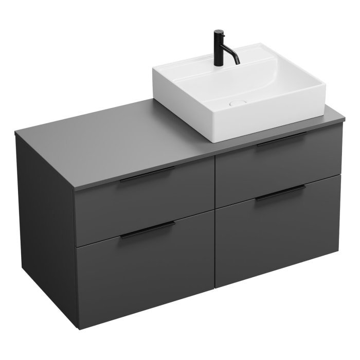 burgbad Eqio Waschtischkombination mit Keramik-Aufsatzwaschtisch 120 cm, rechts, mit Griff G0200