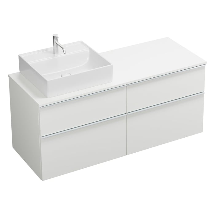 burgbad Eqio Waschtischkombination mit Keramik-Aufsatzwaschtisch 140 cm, links, mit Griffleiste G0251