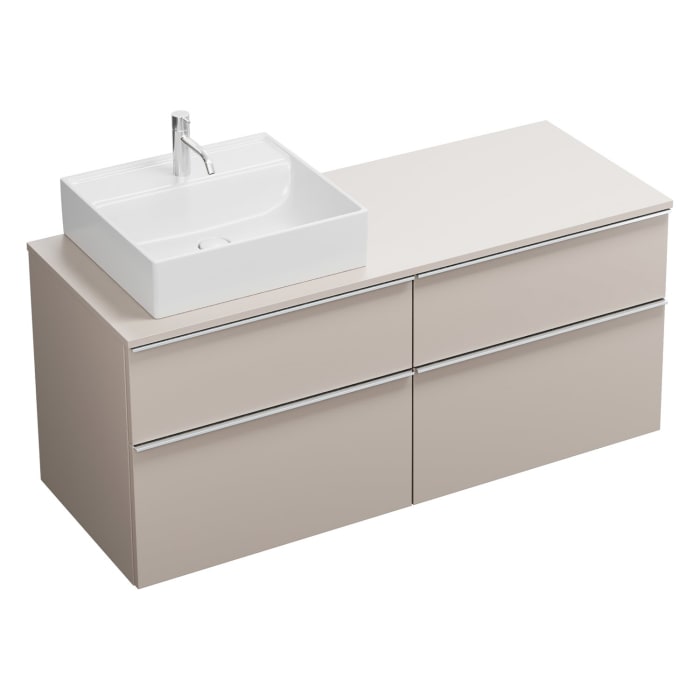 burgbad Eqio Waschtischkombination mit Keramik-Aufsatzwaschtisch 140 cm, links, mit Griffleiste G0251