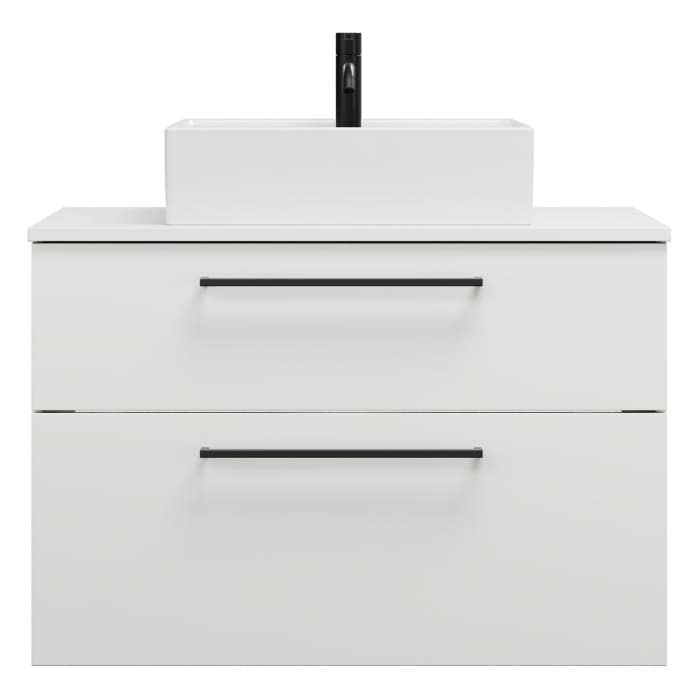 burgbad Eqio Waschtischkombination mit Keramik-Aufsatzwaschtisch 90 cm, mit Stangengriff G0234