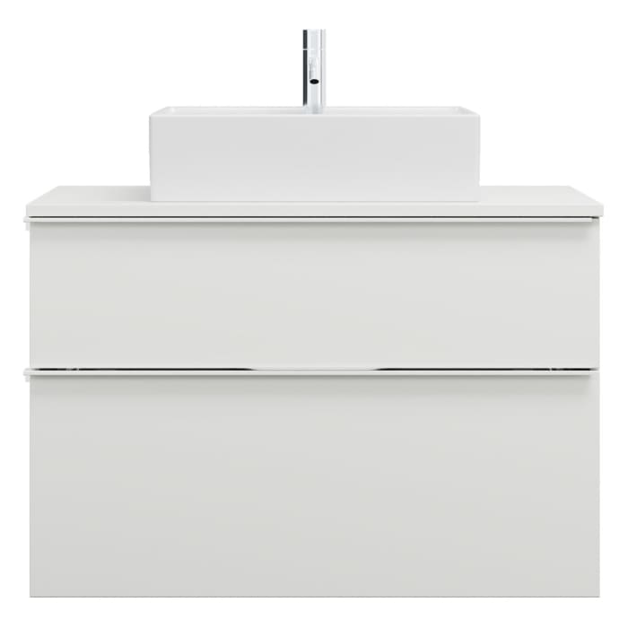 burgbad Eqio Waschtischkombination mit Keramik-Aufsatzwaschtisch 90 cm, mit Griffleiste G0251