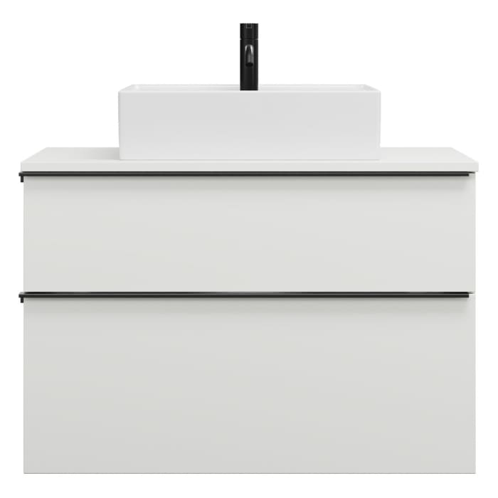 burgbad Eqio Waschtischkombination mit Keramik-Aufsatzwaschtisch 90 cm, mit Griffleiste G0252