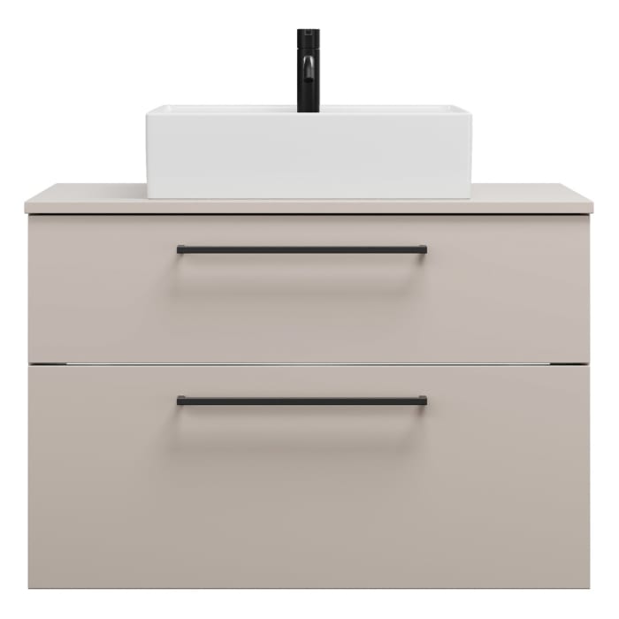 burgbad Eqio Waschtischkombination mit Keramik-Aufsatzwaschtisch 90 cm, mit Stangengriff G0234