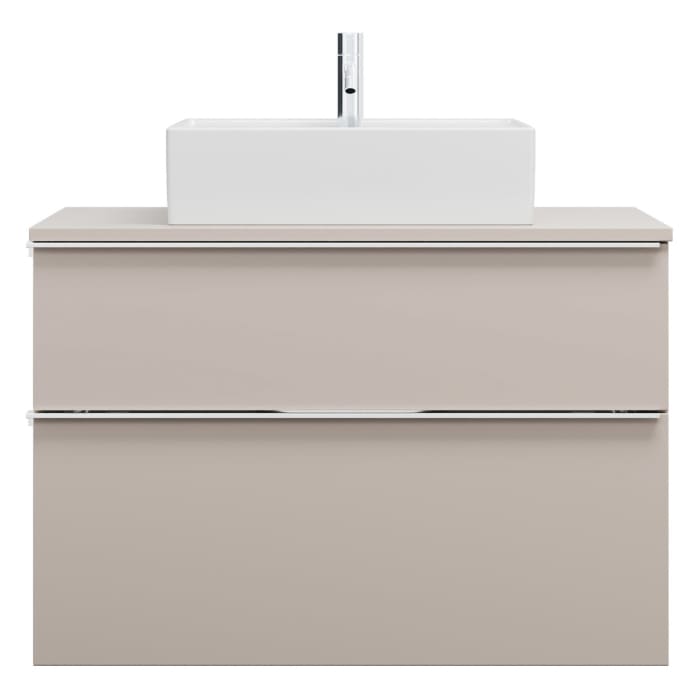 burgbad Eqio Waschtischkombination mit Keramik-Aufsatzwaschtisch 90 cm, mit Griffleiste G0251