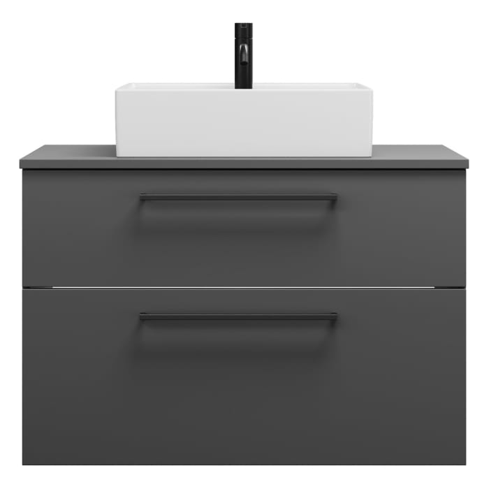 burgbad Eqio Waschtischkombination mit Keramik-Aufsatzwaschtisch 90 cm, mit Stangengriff G0234