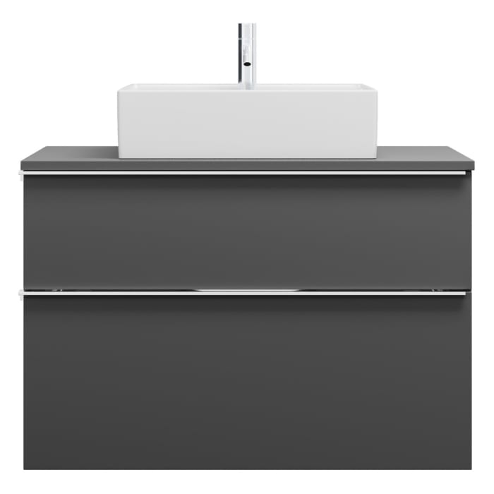 burgbad Eqio Waschtischkombination mit Keramik-Aufsatzwaschtisch 90 cm, mit Griffleiste G0251